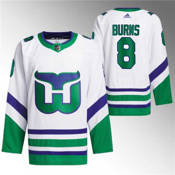 Men%27s Carolina Hurricanes #8 Brent Burns White 2023-24 Stitched Jersey Dzhi->calgary flames->NHL Jersey